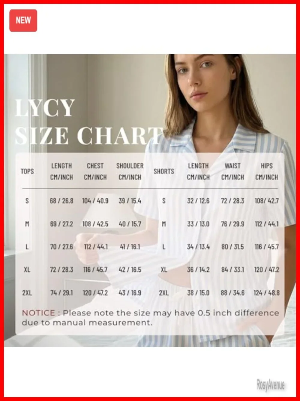 Women's Striped Pajama Set, Short Sleeve Button Down Notch Collar Sleepwear